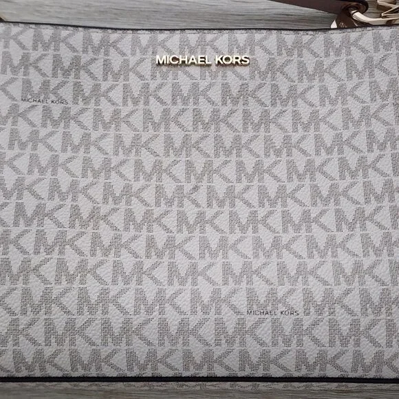 Michael Kors Shoulder Bag Crossbody White Gold Triple Compartments - Picture 3 of 11